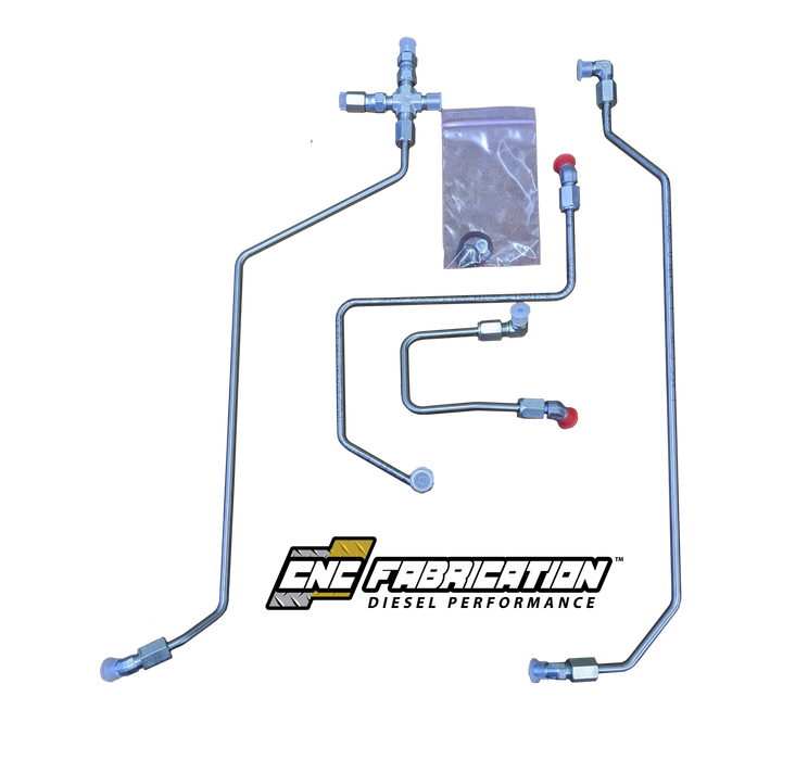 98.5-03 7.3L CNC Fabrication Bowl Retain 4 Line Feed Fuel Line Kit for T4 Mount Turbo