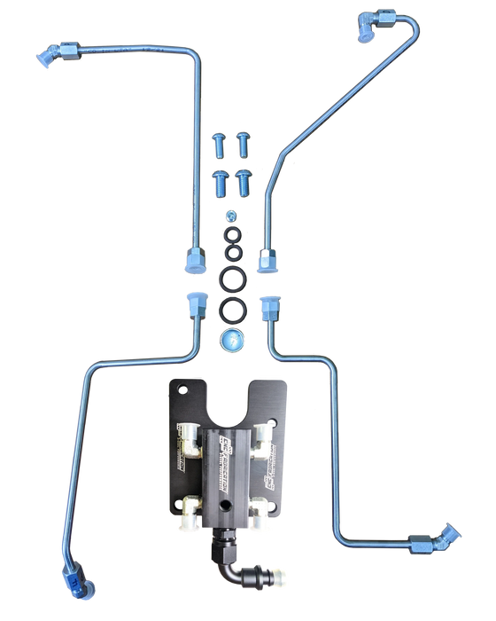 94.5-98.5 7.3L CNC Fabrication Valley Mount Fuel Line Kit For Stock Turbo