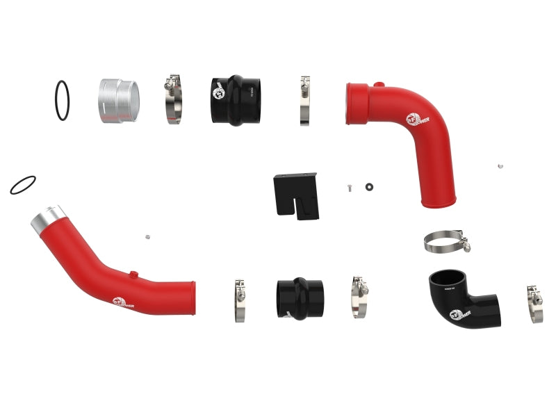 aFe 23-24 Ford Diesel Trucks V8-6.7L (td) BladeRunner Aluminum Hot and Cold Charge Pipe Kit - Red.