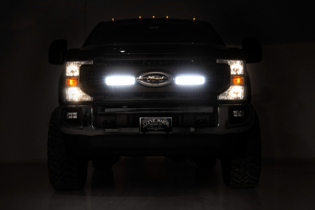 LED Light Kit Grille Mount 10 Inch Black Series Slimline 20-21 Ford Super Duty Rough Country