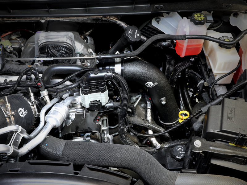 aFe 2024 GM Diesel Trucks V8 6.6L L5P BladeRunner Aluminum 3in Hot & 3.5in Cold Charge Pipe - Black.