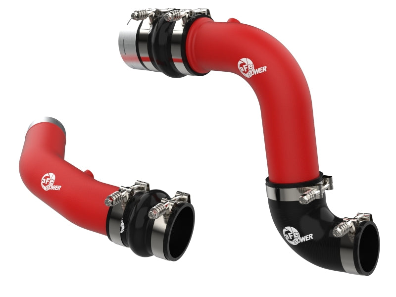 aFe 23-24 Ford Diesel Trucks V8-6.7L (td) BladeRunner Aluminum Hot and Cold Charge Pipe Kit - Red.