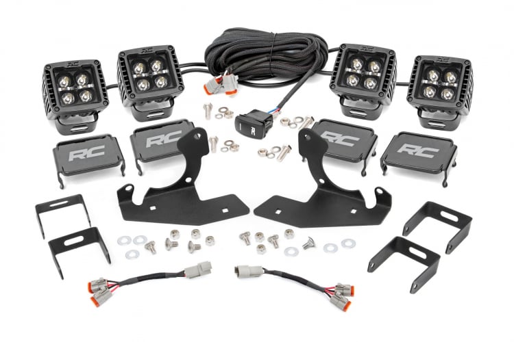 LED Light Kit | Fog Mount | Dual 2" Black Pairs | Chevy Silverado 1500/2500HD/3500HD 2WD/4WD