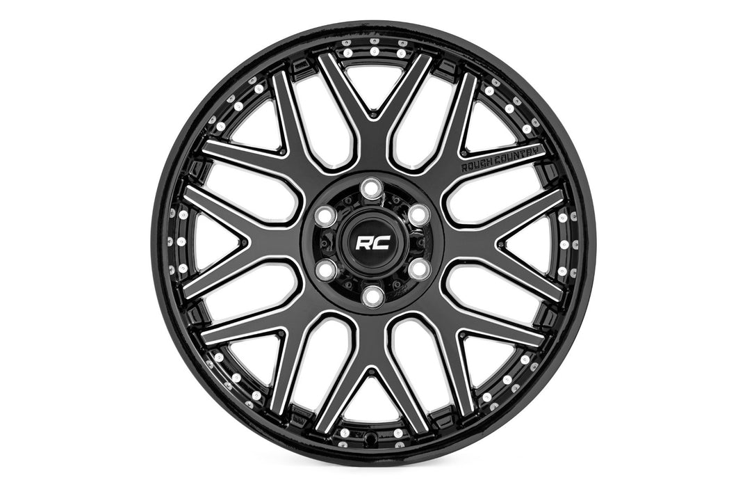 Rough Country 95 Series Wheel | One-Piece | Gloss Black Machined | 20x10 | 8x180 | -19mm