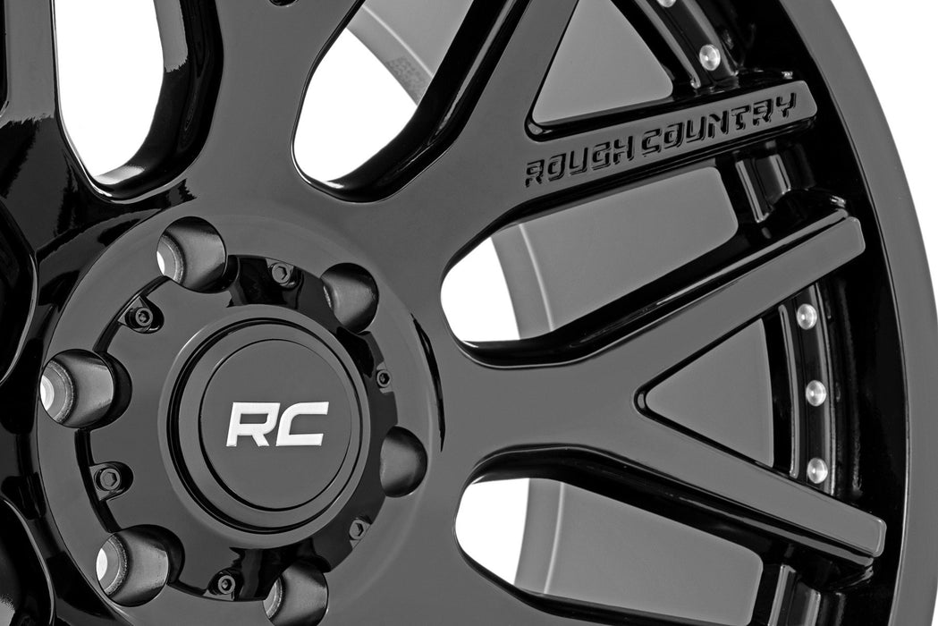 Rough Country 95 Series Wheel | One-Piece | Gloss Black | 20x10 | 8x180 | -19mm