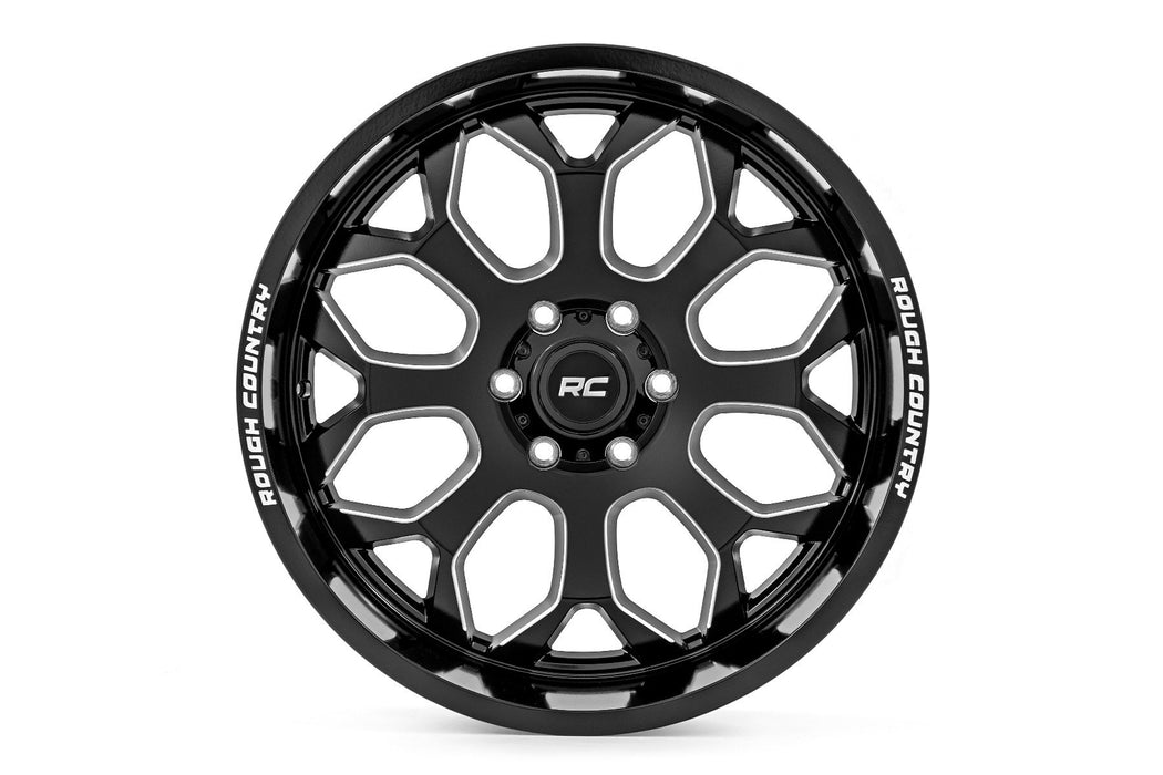 Rough Country 96 Series Wheel | One-Piece | Gloss Black | 22x10 | 8x180 | -19mm